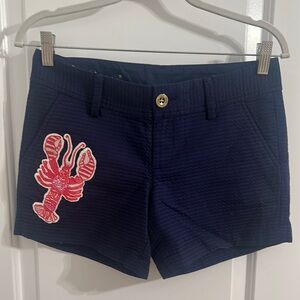Lilly Pulitzer Blue Shorts with Pink Lobster